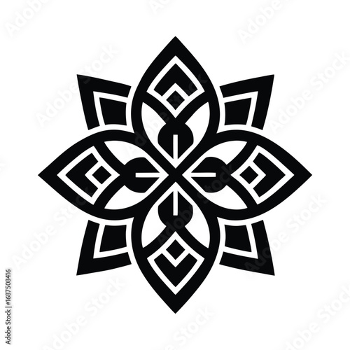 Elegant Black Silhouette Flower Vector Design