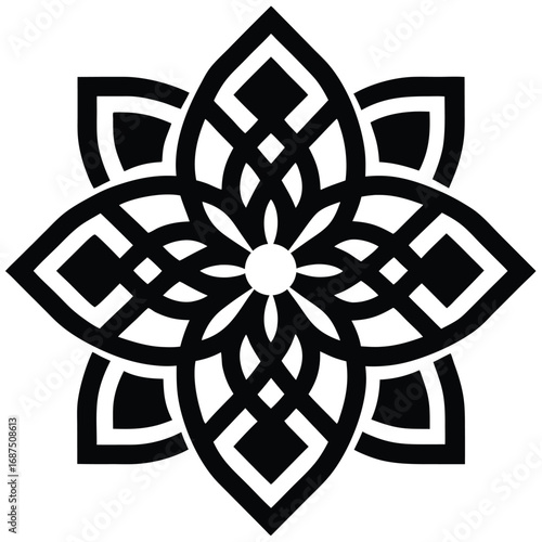 Intricate Geometric Floral Silhouette Vector Design A Stunning Decorative Element