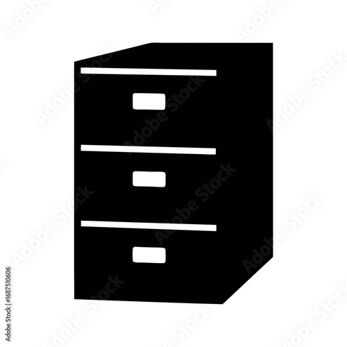 Black storage cabinet with drawers vector illustration furniture organization home decor design element