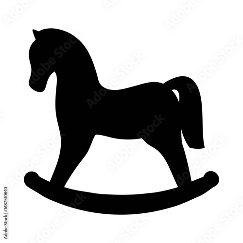 Rocking horse silhouette vector image for children's room decor and baby shower invitations design