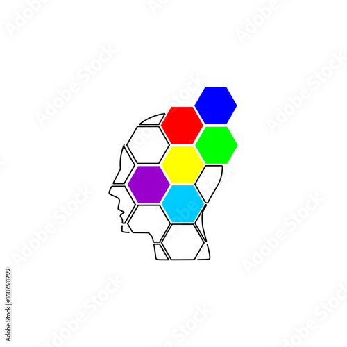 Modern Human Head with Digital Circuit