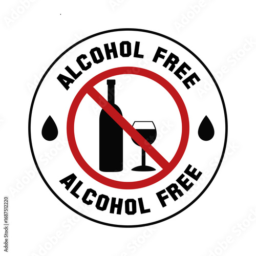 Alcohol Free Icon, Symbol, Vector, Badges Stock Illustration