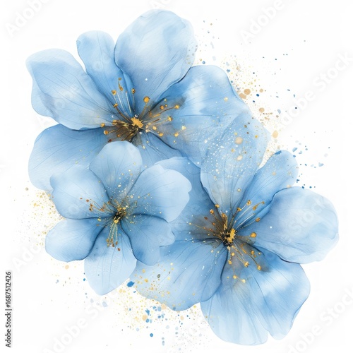 botanical watercolor design with flowers and leaves