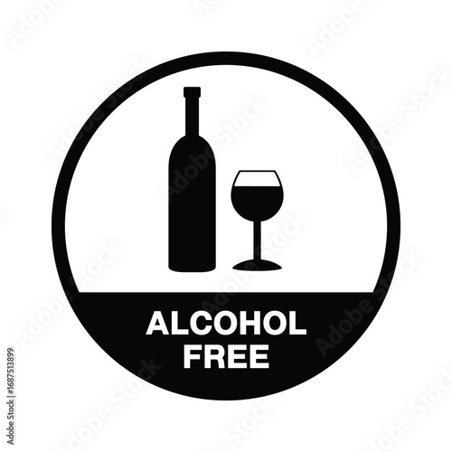 Alcohol Free Icon, Symbol, Vector, Badges Stock Illustration