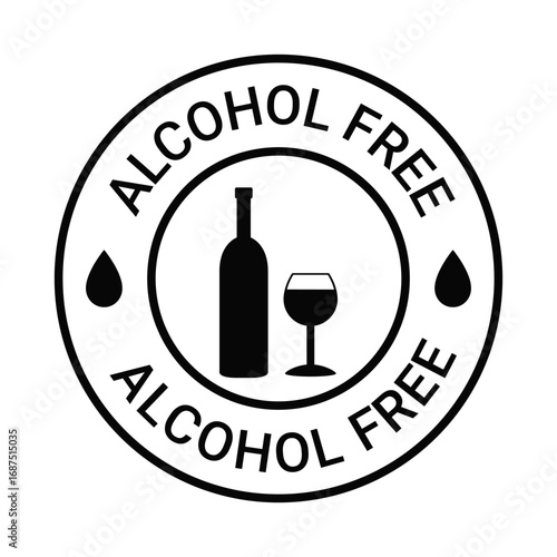 Alcohol Free Icon, Symbol, Vector, Badges Stock Illustration