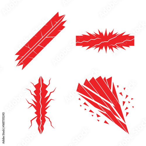 Vector art of red grunge scratch elements for design use
