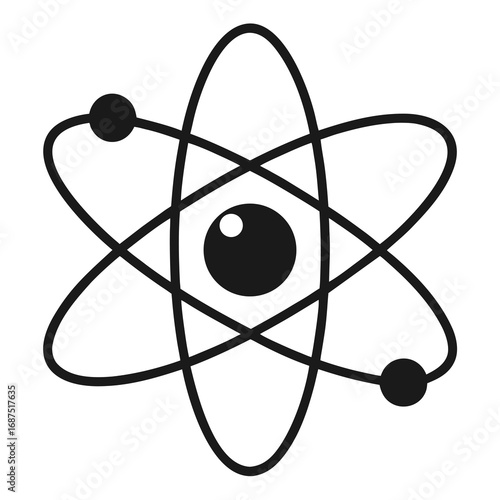 Atomic Structure Depiction of Science and Physics Featuring Orbiting Electrons and a Nucleus Symbolizing Scientific Research and Discovery