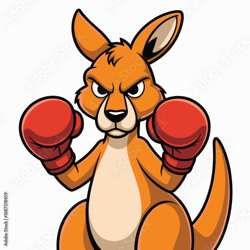 Cartoon kangaroo wearing boxing gloves ready to fight