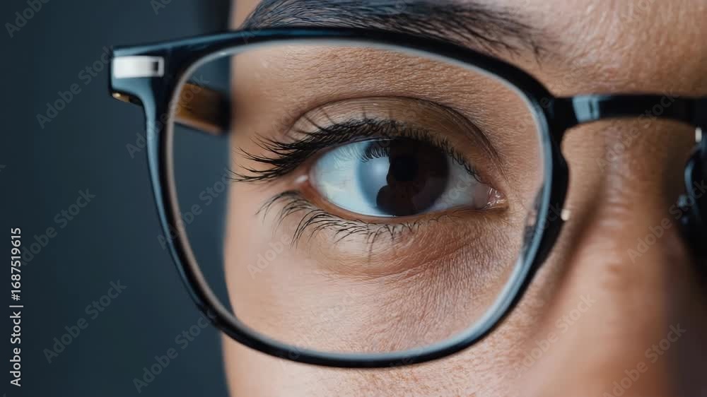 Nahaufnahme eines Auges mit Brille