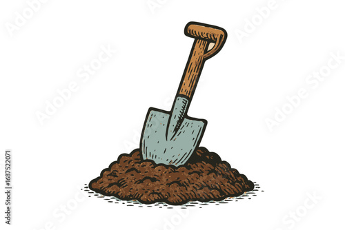 Shovel in Soil Illustration