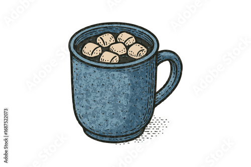 Hot Chocolate Mug with Marshmallows Illustration