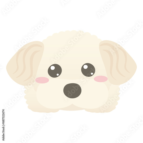 嬉しそうに伏せをしている犬のマルプーのイラスト