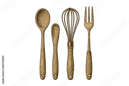 Vintage Kitchen Utensils Illustration