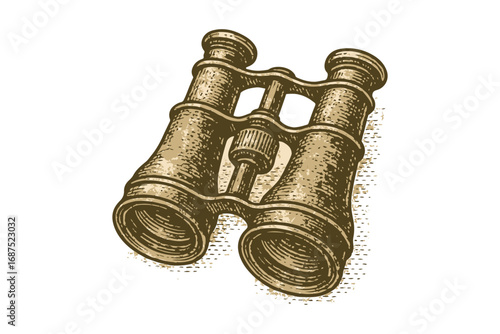 Vintage Binoculars Hand Drawn Illustration