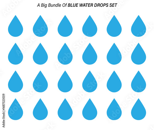 A Big Bundle Of Blue Water Drops Set Silhouette set blue water drops silhouette style