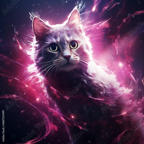 cat on the night sky