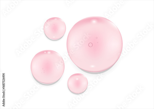 Pink serum oil sample. Cosmetic product swatch isolated on transparent background