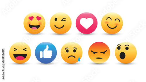 Emojis and emoticons vector set.