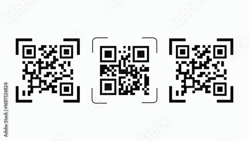 QR code set. Scan Me. Scan qr code icon.