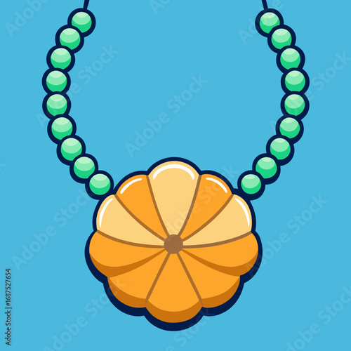 Elegant beaded necklace featuring a vibrant floral pendant, perfect for adding a touch of refined beauty to any design project or advertisement.