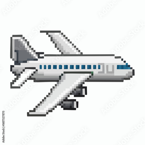 Pixel Art Passenger Airplane
