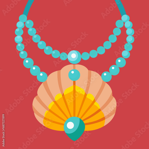 Elegant pearl necklace with a stunning seashell pendant, evoking ocean treasures and timeless beauty for sophisticated designs