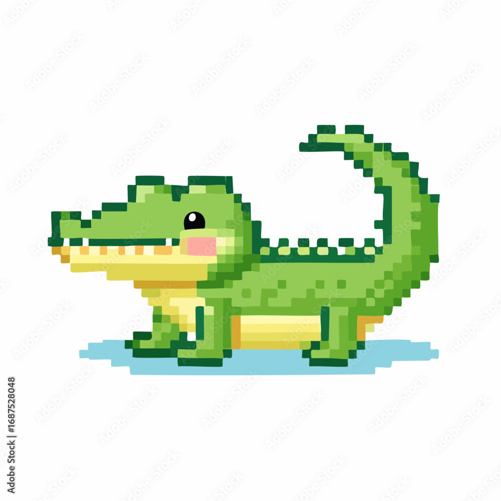 Obraz premium Pixel Art Cartoon Crocodile