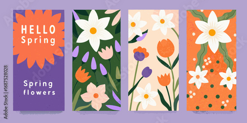 Collection of spring floral illustrations and greetings
