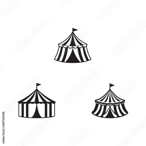 Circus Tent Vector Illustration, Circus Tent Silhouette Set
