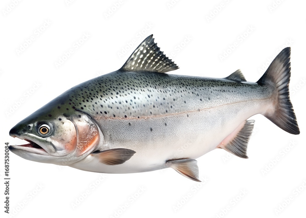 Naklejka premium Fresh whole rainbow trout fish isolated on white background studio shot