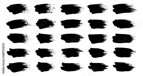 Set of grunge brush strokes in black for creative designs and art projects