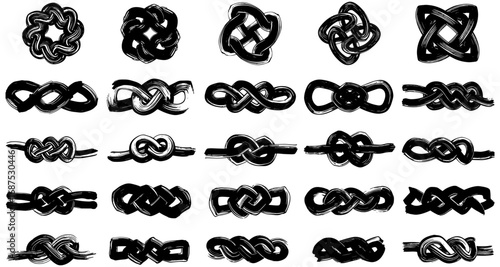 Set of intricate hand drawn celtic and nautical knot designs