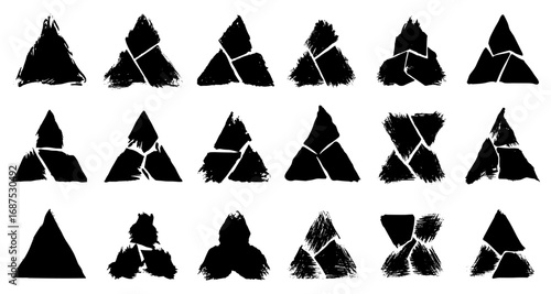 Grunge triangle variations and brush stroke designs with creative abstract patterns