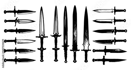 Collection of vintage medieval weapon silhouettes