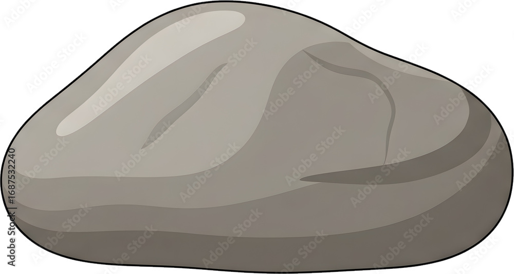 Fototapeta premium A single grey stone or rock isolated. A smooth, rounded cobblestone representing nature, strength, and stability. Natural element for geology or landscape design.