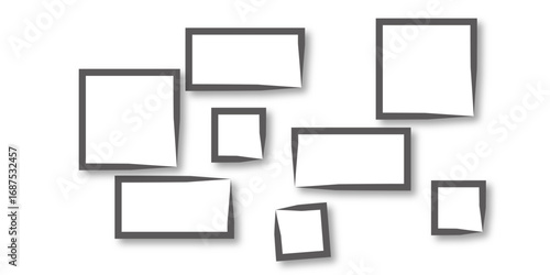 Vector illustration of a wooden frame and icons. Vertical rectangle frame, black exterior frame overlaid with white frame on white background. Vector stock illustration.