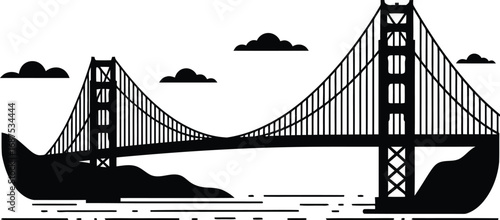 a black and white illustration of golden gate bridge