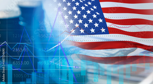 US financial inflation crisis with stock market graph , economy problem , investment analysis concept