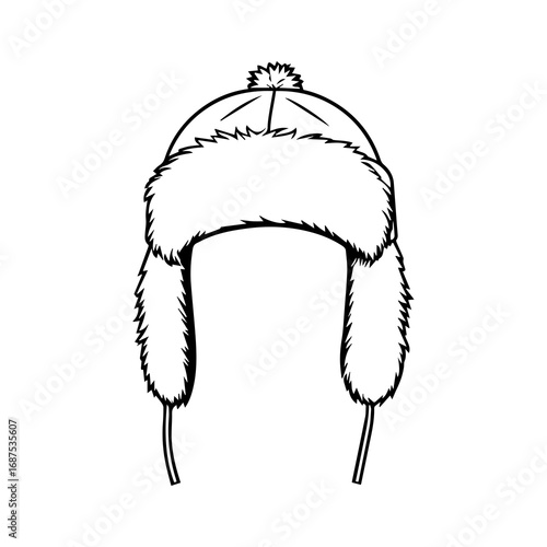 A hat with earflaps is a contoured winter vector illustration.