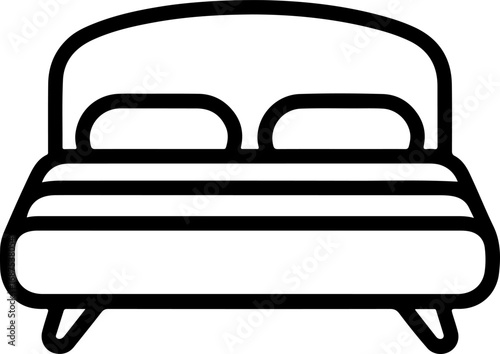 Continuous line illustration of a comfortable double bed, symbolizing rest and relaxation in a modern home interior
