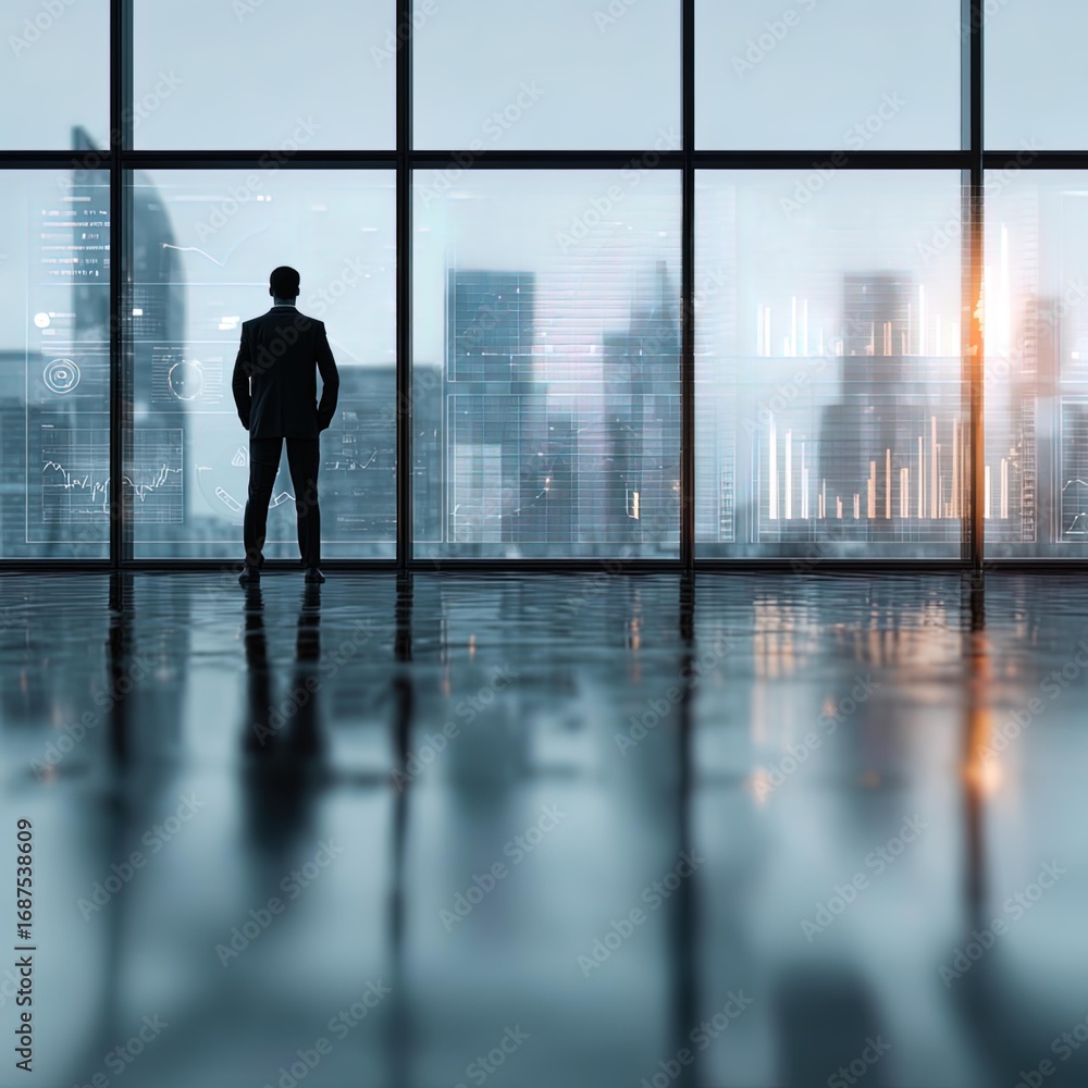 Fototapeta premium Silhouette of a confident business professional.