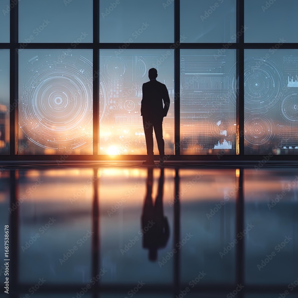 Fototapeta premium Silhouette of a confident business professional.