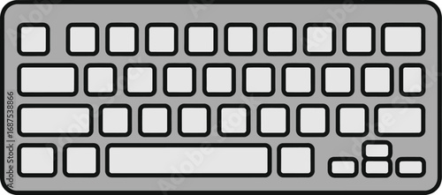 Blank Keyboard Template, Simple Keyboard Icon, Gray Keyboard Illustration, Generic Keyboard Design, Empty Computer Keyboard