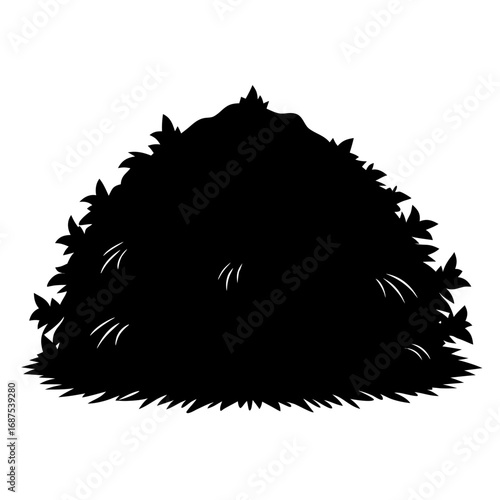 Solid black silhouette of a haystack