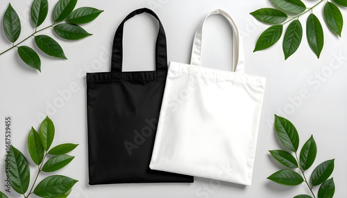 Reusable fabric tote mockup featuring flat lay design. Shopping bag branding mockup
