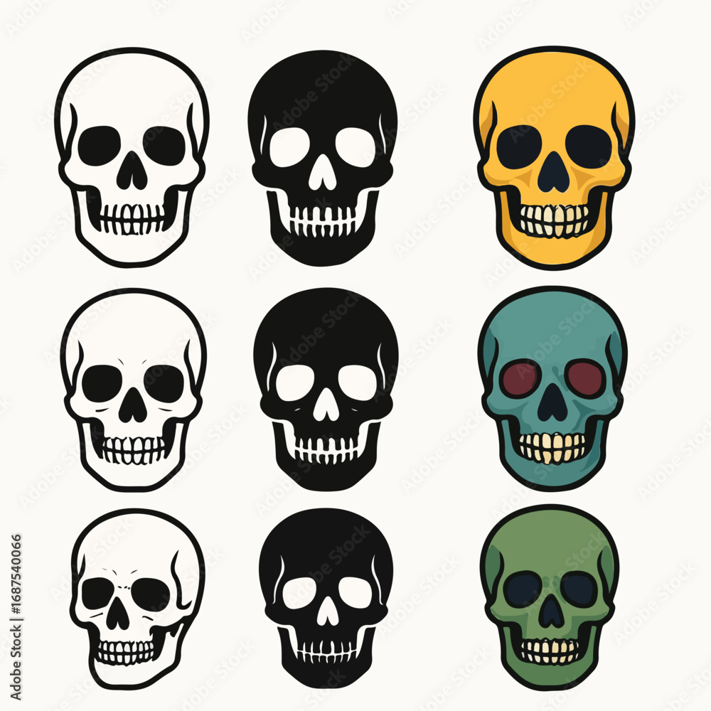 Fototapeta premium Skulls Icon Sheet