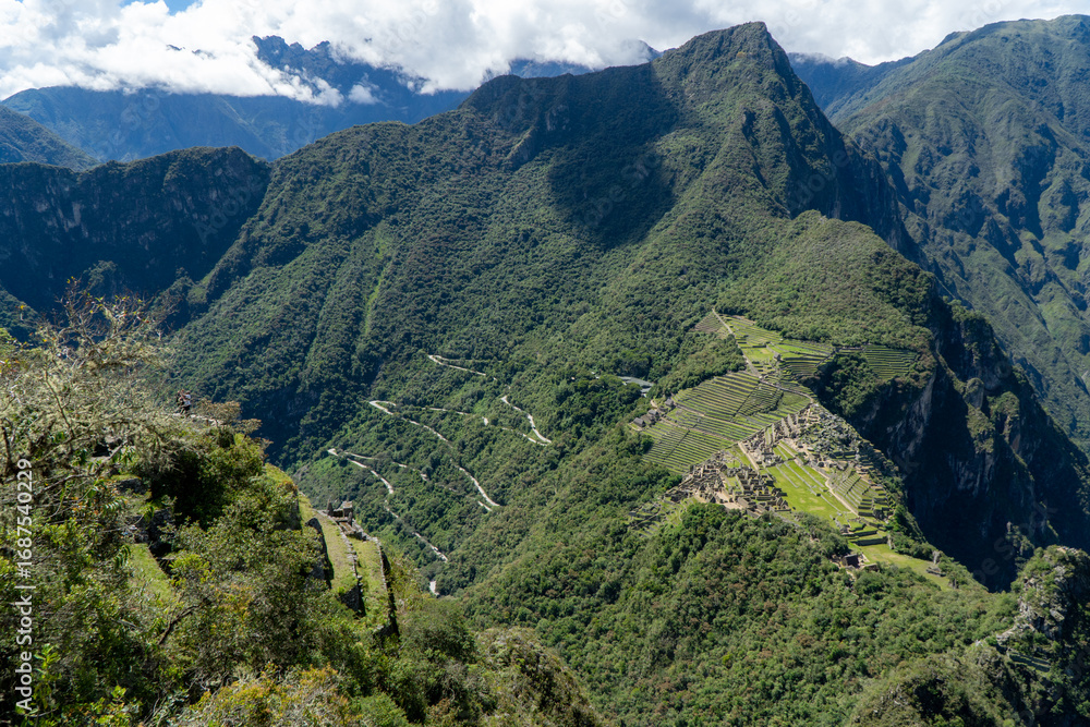 Naklejka premium Archaeological Site of Machu Picchu in Peru – Inca Citadel in the Andes Mountains