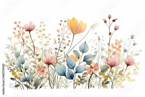 wildflowers illustration in watercolo