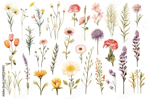 wildflowers illustration in watercolo