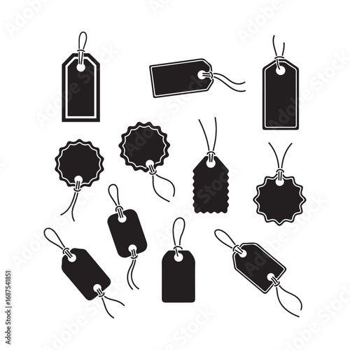 Collection of Black Price Tags and Labels